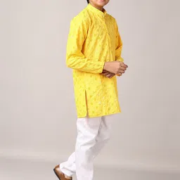 V-Mart Boys Embroidered Regular Sequinned Pure Cotton Kurta with Pyjamas image 3
