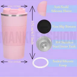 MANKI FASHION Pink & Silver-Toned Textured Stainless Steel Matte Mugs Set of Cups and Mugs image 4