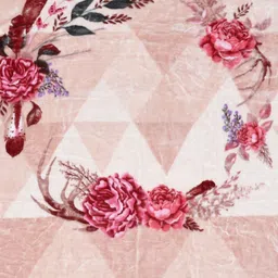Monte Carlo Peach-Coloured & White Floral Printed 1000 GSM Heavy Winter Double Bed Blanket image 4