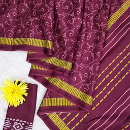 VASVI Floral Pure Cotton Block Print Saree image 5