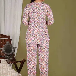 TRUVON FASHIONS Women Ethnic Motifs Printed Regular Pure Cotton Kurti with Pyjamas image 5