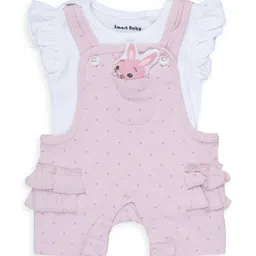 Smart Baby Girls Printed Pure Cotton Dungaree with Inner T-Shirt-image-91