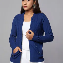 Tamiska By Narendra Kumar Women Cable Knit Cardigan with Zip Detail Detail-picture-21