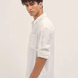 THE BEAR HOUSE Pinstripes Striped Spread Collar Relaxed Fit Casual Shirt image 5