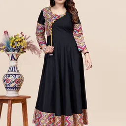 MEESORRA Printed Plus Size Fit & Flare Ethnic Dress image 1