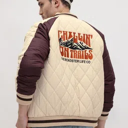 Roadster Typography Print Colorblocked Sleeves Padded Jacket-image-86