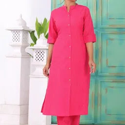 Tashvi's Pure Cotton Mandarin Collar Neck Tunic With Trousers Co-Ords-image-21