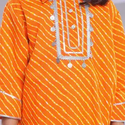 BAESD Girls Leheriya Printed Regular Pure Cotton Kurti with Salwar image 5