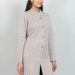 Wool's Kart Self Design Knee Length Wool Coat image 3