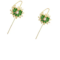 FEMMIBELLA Gold-Plated Kundan Studded and Artificial Beaded Floral Shaped Ear Cuffs image 5