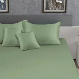KLOTTHE Olive Green 400 TC King Bedsheet with 2 Pillow Covers image 4