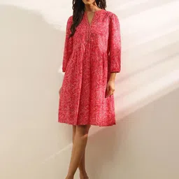 Fabindia Tropical Print Fit & Flare Dress-picture-34