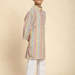 Pro-Ethic STYLE DEVELOPER Boys Floral Printed Pure Cotton Straight Kurta with Pyjamas image 3