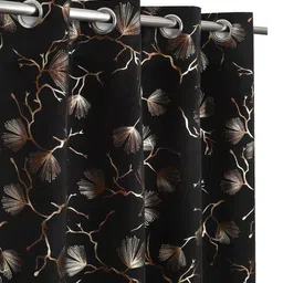 GEET CREATIONS Black Set of 2 Floral Window Curtain image 5