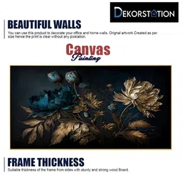 DEKORSTATION Blue & Brown Printed Canvas Wall Painting image 3
