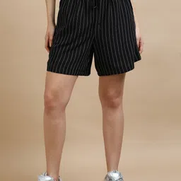 GLAM & CHIQUE Women Relaxed Fit Striped Technology Shorts-picture-10