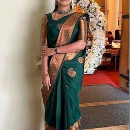 Snofi Creation Ethnic Motifs Zari Pure Silk Handloom Banarasi Saree image 2