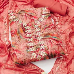 Ishin Embroidered Organza Unstitched Dress Material-image-20