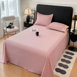 JC HOME Pink Geometric Textured 150 TC King Bedsheet Set 2.3 m x 2.5 m image 5