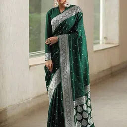 ZILVIRA Woven Design Zari with Jacquard Border Saree-picture-33