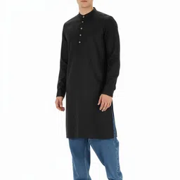 Anouk Rustic Geometric Printed Band Collar Straight Kurta image 3