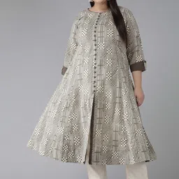 KALINI Women Plus Size Geometric Printed Festive Cotton Anarkali Kurta-picture-19