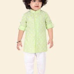 Ethniks Neu-Ron Boys Floral Printed Regular Pure Cotton Kurta with Pyjamas image 1