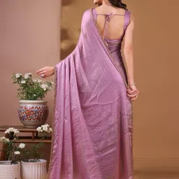 Sita Purple Silk Blend Solid Sarees image 2