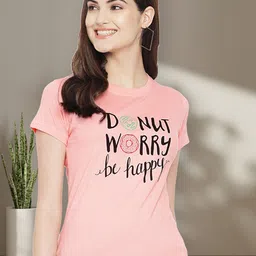 Dreambe Women Pack of 2 Typography Printed Round Neck Cotton T-shirts image 4