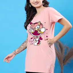 CORSICA Women Peach Printed Bio Finish Pockets T-shirt image 3