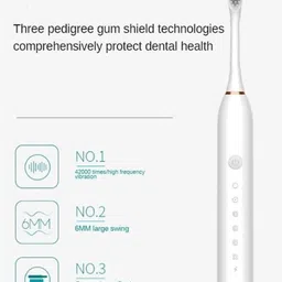 AKADO USB Rechargeable Powerful Sonic Toothbrush with 6 Cleaning Modes-White Electric Toothbrush image 4