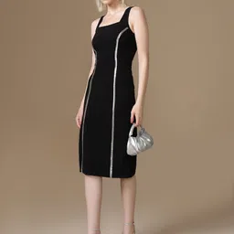 kazo Women Bodycon Black Midi/Calf Length Dress image 5