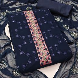 Rangtulika Ethnics Embroidered Unstitched Dress Material-picture-31