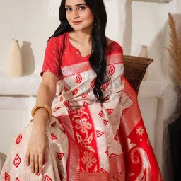 Mitera Ethnic MotifsWoven Design Zari Saree With Blouse Piece image 5