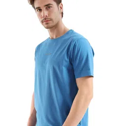 RARE RABBIT Men Solid Round Neck Cotton T-shirt image 4