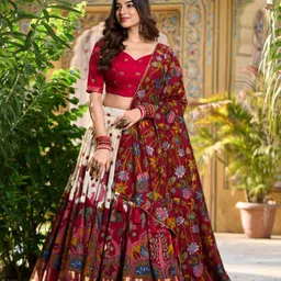 Vanshaft Collection Printed Ready To Wear Lehenga & Unstitched Blouse With Dupatta-picture-17