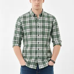 OTUS Men Classic Slim Fit Tartan Checks Checked Casual Shirt image 2