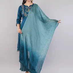 JIDI FASHION Women Floral Embroidered Kurta with Sharara & Dupatta-picture-18