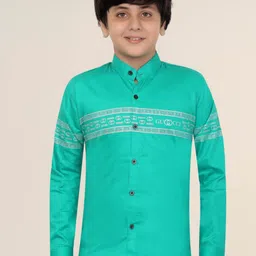 FASHION GRAB Boys Classic Regular Fit Band Collar Solid Cotton Casual Shirt-picture-44