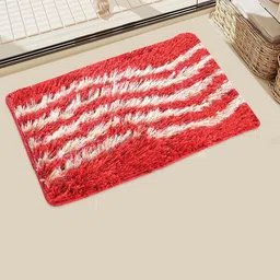 Kuber Industries Red & Cream Coloured 2 Pieces Cotton Anti Skid Mat For Bathroom image 4
