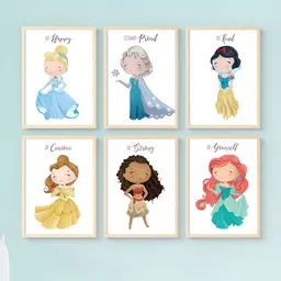 My Kids Wall Beige & White 6 Wooden Framed Wall Art-image-10