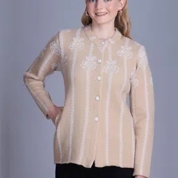 DressBerry Women Embroidered Round Neck Woollen Cardigan-picture-30
