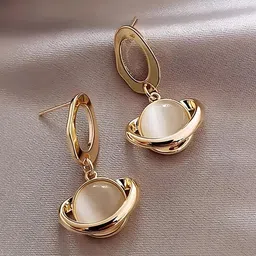 KARISHMA KREATIONS Stainless Steel 18K Gold-Plated Artificial Stone Studded Drop Earrings image 5