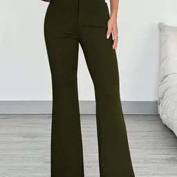 BAESD Women Relaxed Straight Leg High-Rise Comfortable Non-Iron Bootcut Trousers-picture-13