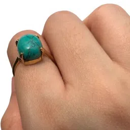 elitemart Unisex Brass Turquoise Finger Ring-picture-34