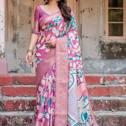 MAHARANI COUTURE Ethnic Motifs Art Silk Jamdani Saree image 4