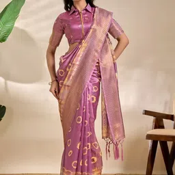 Demure Clothing Co Woven Design Zari Silk Blend Handloom Mysore Silk Saree-picture-38