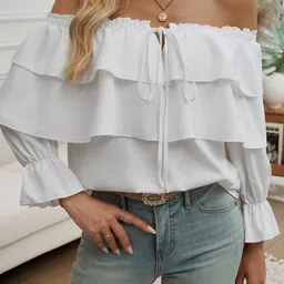 StyleCast Women Solid Off-Shoulder Top image 2