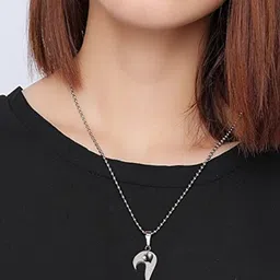 Teeragaj Set Of 2 Stainless Steel Stones Studded Heart Shaped Pendants with Chains-picture-15