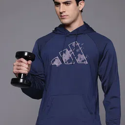 ADIDAS Brand Logo Print Hooded Aeroready Sweatshirt-picture-11